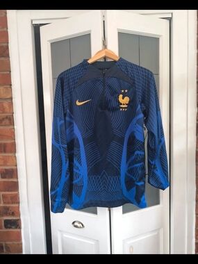 Nike Men's France Training Top - Navy & Royal Blue with Gold Crest